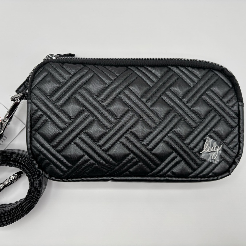 Lug coupe xl metallic black crossbody convertible belt bag love stripe